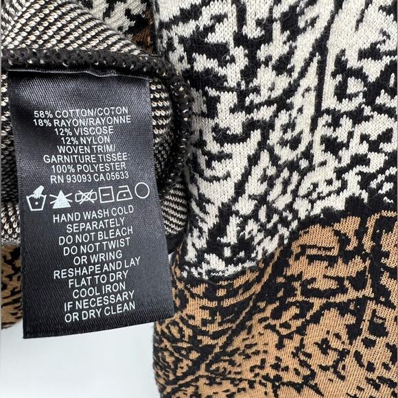 Nic + Zoe Santana Cardigan Sweater Jacket Leafs Metal Clasp Printed Size Medium - Picture 11 of 11